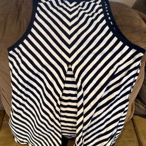 RAG & BONE Kat Split Back Tank Top Blue White Stripe